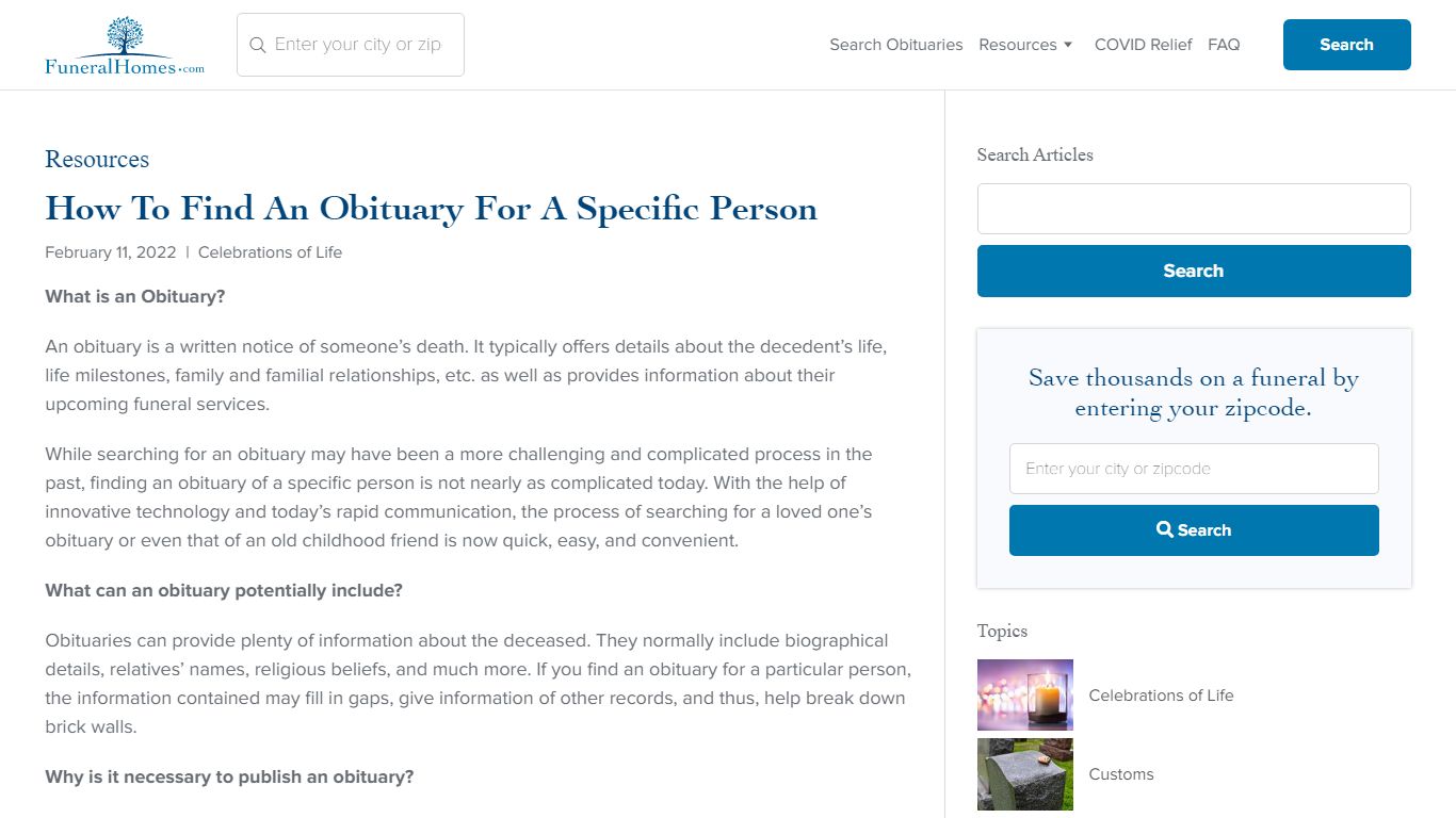 How To Find An Obituary For A Specific Person - Funeral Homes