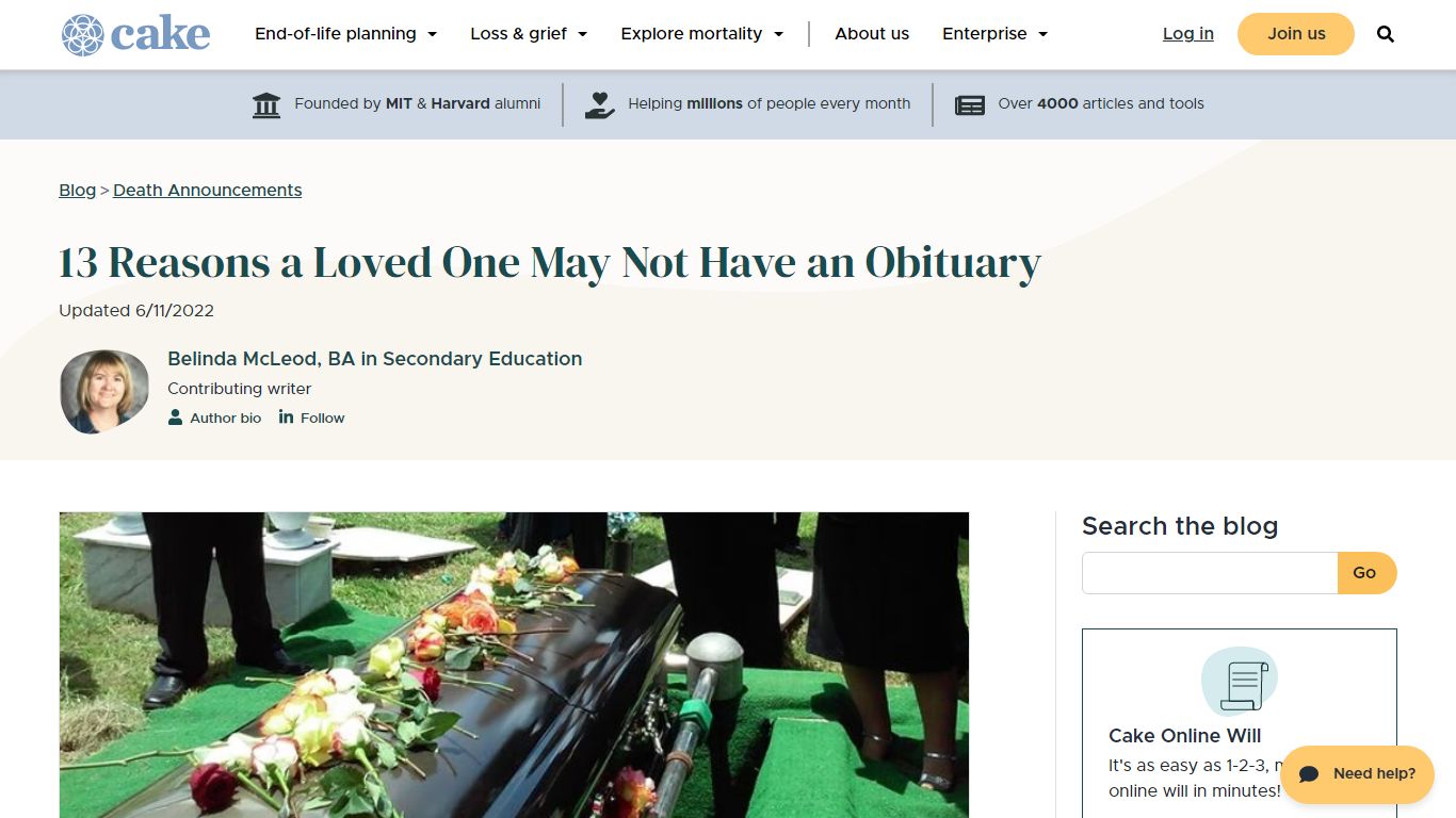 13 Reasons a Loved One May Not Have an Obituary | Cake Blog